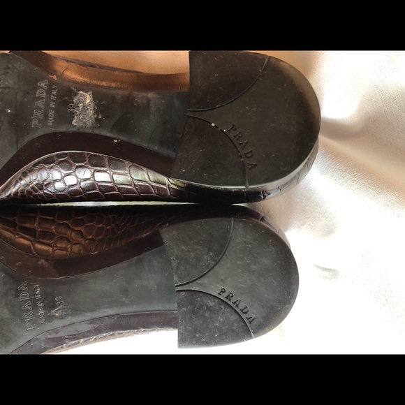 Rare Vintage Prada Crocodile Embossed Heeled Loafers ITALY - Picture 10 of 16